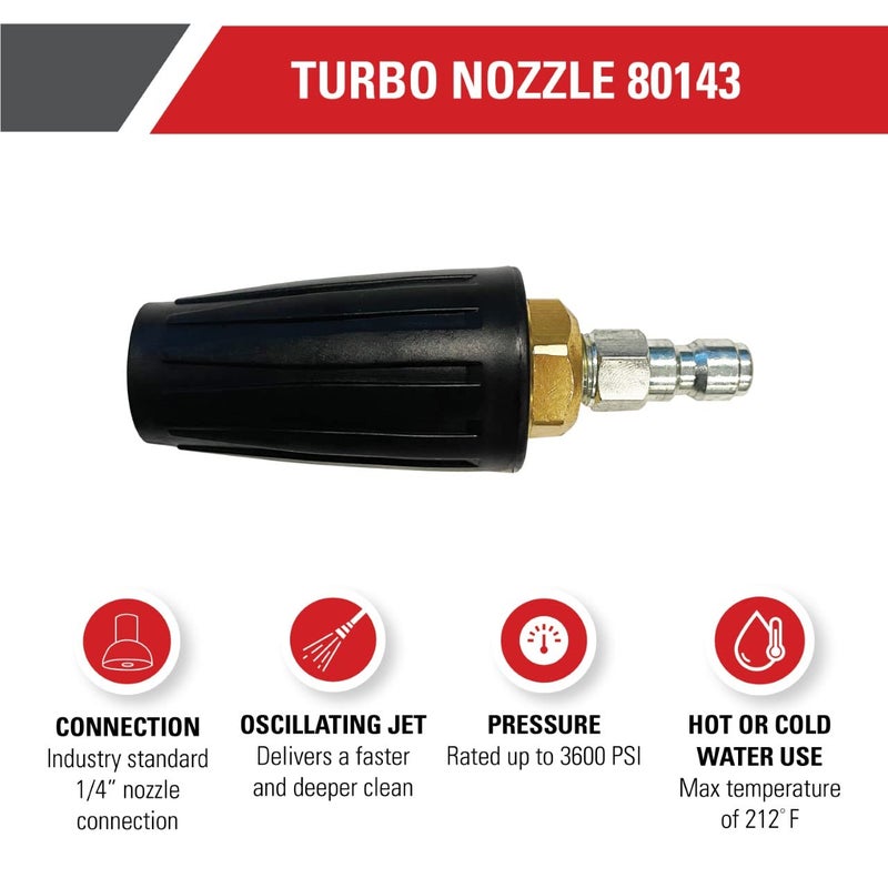 Simpson Cleaning 80143 3600 PSI Universal Turbo Pressure Washer Nozzle, 1/4-Inch Quick Connect, Hot- or Cold-Water Use, Black - Image 2